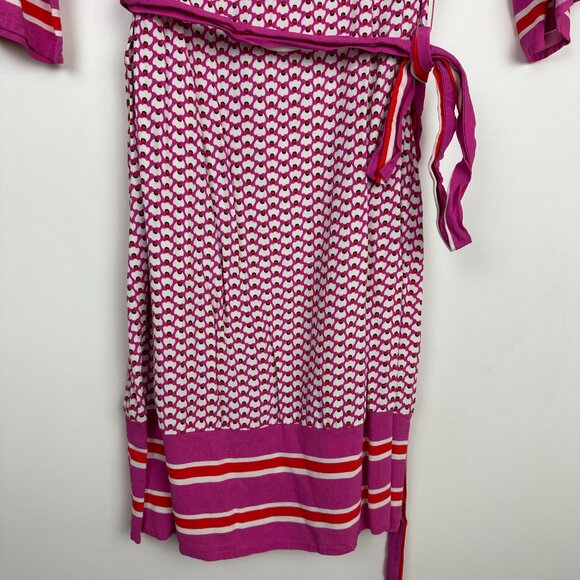 Boden Andrea 3/4 Sleeve Belted Dress Pink Red Size 6 - Picture 4 of 9